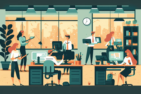 Business people working in the office. Vector illustration in flat style.の写真素材