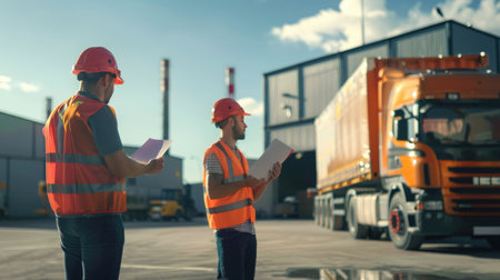 Logistics team planning distribution routes for timely product delivery.の素材