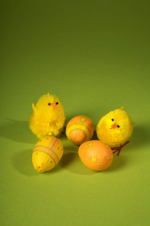 Easter egg and birds on green bacground