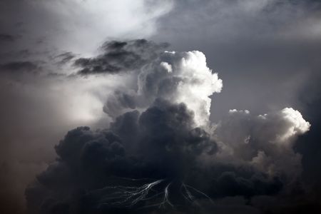 Dark lightnin skyの写真素材