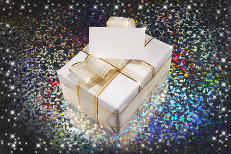 Christmas gift and stars with colorful backgraun
