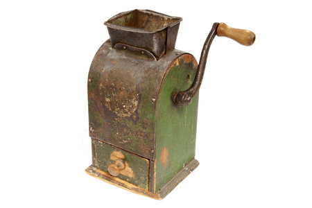 Antigue coffee mill on white background