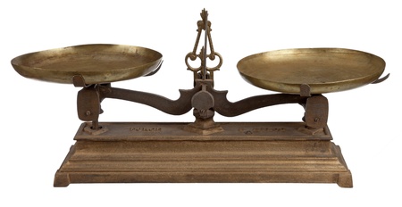 Old scale with white backgroundの写真素材