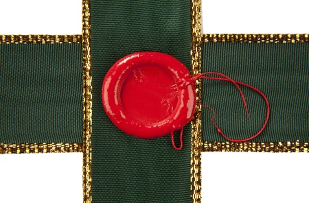 sealing wax with ribbons. isolated on white の写真素材