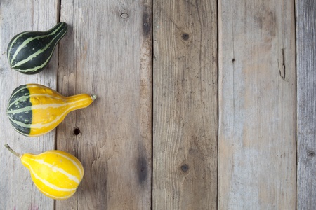 Mini pumpkin over old wooden background の写真素材