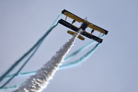 FINLAND INTERNATIONAL AIRSHOW - AUGUST 17: Scandinavian airshow - Catwalk 2014 at airport Malmi on August 17, 2014 in Finlandのeditorial素材