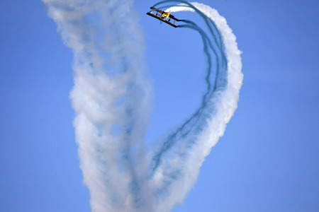 FINLAND INTERNATIONAL AIRSHOW - AUGUST 17: Scandinavian airshow - Catwalk 2014 at airport Malmi on August 17, 2014 in Finlandのeditorial素材
