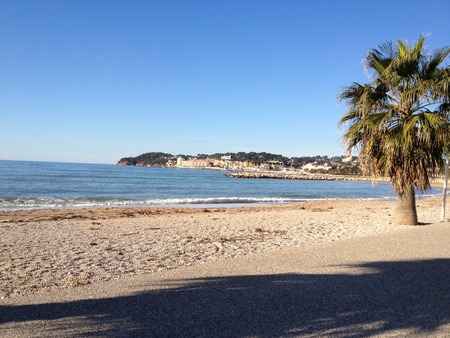 sanary beach on the seaの写真素材