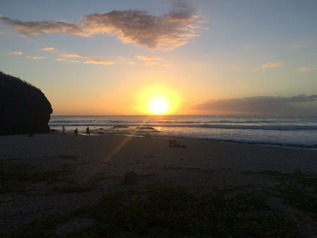 sunset on a dream beachの写真素材