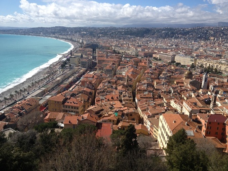 panoarama on the city of Nice cote d'azur and on the promenade des Anglaisの写真素材