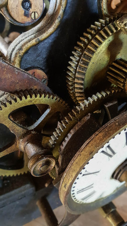 Antique clock and cogs systemの写真素材