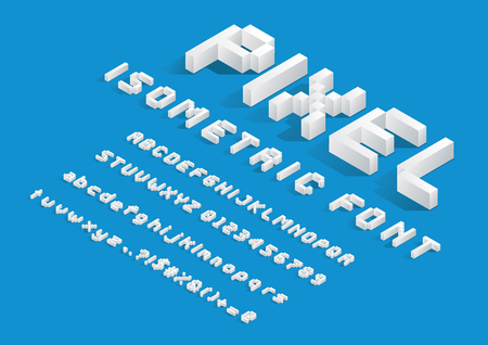 Isometric pixel fontのイラスト素材