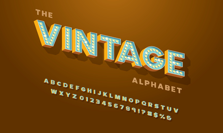 Retro alphabet design with light bulbsのイラスト素材