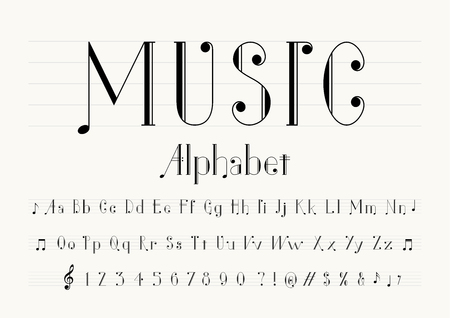 Vector of music note font and alphabetのイラスト素材