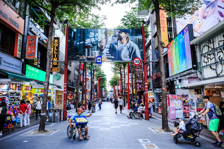 Taipei, Taiwan - 23 May, 2018: Ximending is a shopping district in the Wanhua District of Taipei. The area is very popular with tourists and Taipei youth, along with shopping and restaurants.のeditorial素材