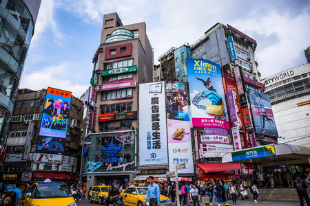 Taipei, Taiwan - 23 May, 2018: Ximending is a shopping district in the Wanhua District of Taipei. The area is very popular with tourists and Taipei youth, along with shopping and restaurants.のeditorial素材