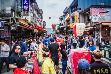 Shifen, Taiwan - June 4, 2018: Shifen old street is one of the most popular tourist attraction where...