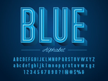 Neon light 3D alphabet designのイラスト素材