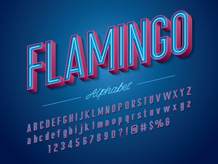 Neon light 3D alphabet designのイラスト素材