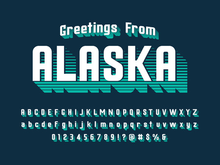 Retro display alphabet design word alaskaのイラスト素材