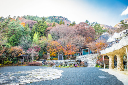 Fujikawaguchiko, Japan - November 27, 2018:The Itchiku Kubota Art Museum was built in 1994 by the...