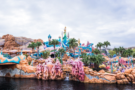 Tokyo, Japan - November 29, 2018: Mermaid Lagoon is a home to the characters of The Little Mermaid and the architecture design is Palace of King Triton at Tokyo DisneySea.のeditorial素材