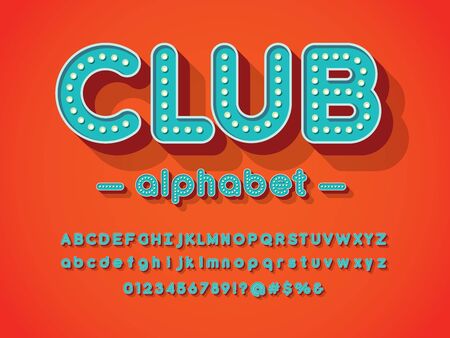 light bulb style alphabet design with uppercase, lowercase, numbers and symbolsのイラスト素材