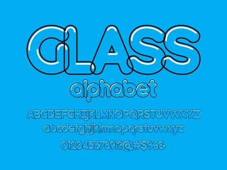 Clear transparency alphabet design with uppercase, lowercase, numbers and symbolsのイラスト素材