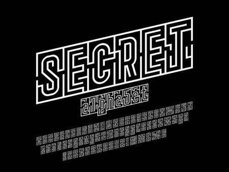 text secret maze of modern abstract maze style alphabet designのイラスト素材