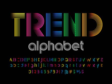 trend text of stylized colorful lines alphabet designのイラスト素材