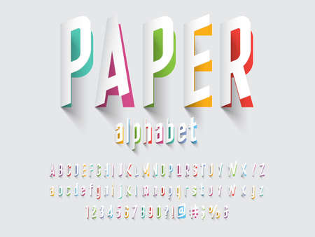 Colorful paper cut stylized alphabet designのイラスト素材