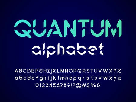 futuristic abstract style alphabet design with uppercase, lowercase, numbers and symbolsのイラスト素材