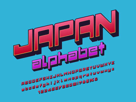 Retro style alphabet design with uppercase, lowercase, number and symbolsのイラスト素材