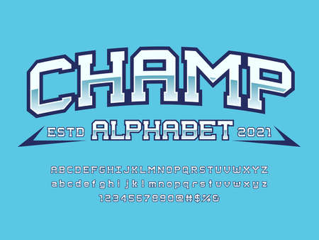sports style alphabet design with uppercase, lowercase, numbers and symbolsのイラスト素材