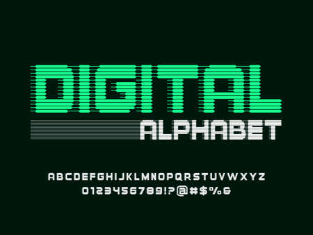 Futuristic abstract alphabet design with uppercase, numbers and symbolのイラスト素材
