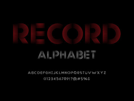 Line style alphabet design with uppercase, numbers and symbolのイラスト素材