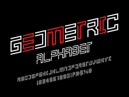 Vector of modern abstract alphabet design with uppercase, numbers and symbolsのイラスト素材