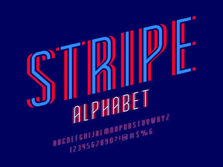 Modern stylized alphabet design with uppercase, numbers and symbolのイラスト素材