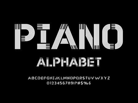 vector of music piano font and alphabet design with uppercase, numbers and symbolsのイラスト素材