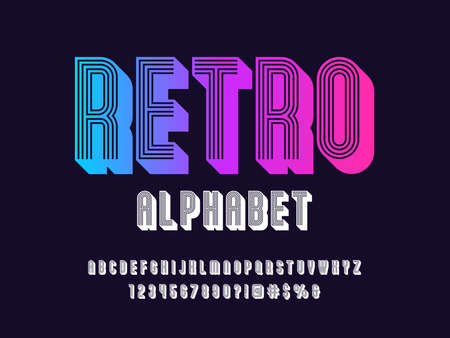 Modern stylized alphabet design with uppercase, numbers and symbolのイラスト素材