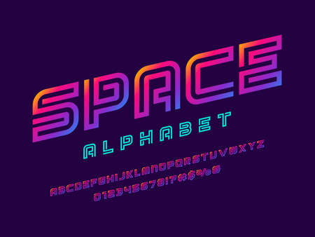 Vector of modern abstract alphabet design with uppercase, numbers and symbolsのイラスト素材