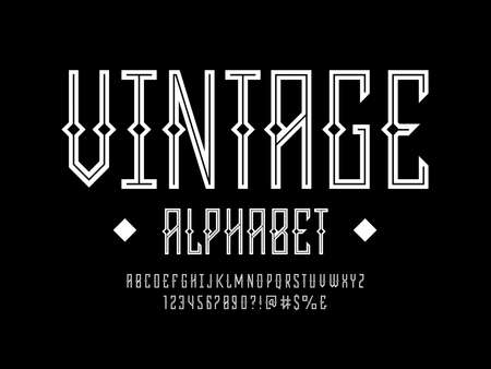 vintage styled alphabet design with uppercase, numbers and symbolsのイラスト素材