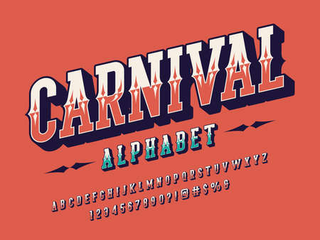 Stylish vintage styled alphabet design with uppercase, numbers and symbolsのイラスト素材