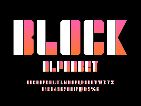 Vector of modern abstract alphabet design uppercase, numbers and symbolsのイラスト素材