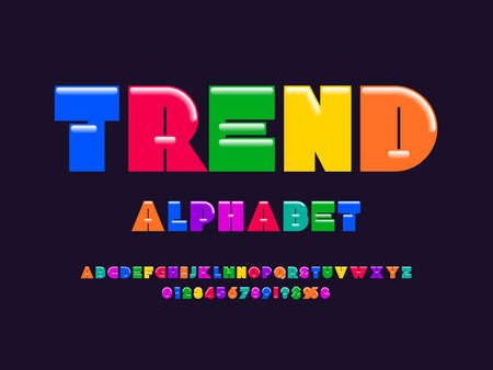 Vector of modern bold alphabet design with uppercase, numbers and symbolsのイラスト素材