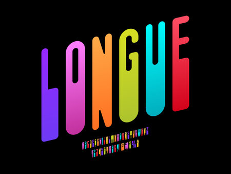 Vector of stylized condensed alphabet design with uppercase, numbers and symbolsのイラスト素材