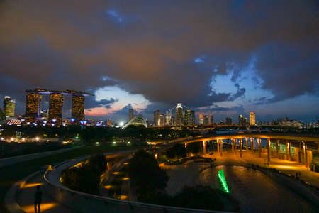 View from marina barrage, Singapore skylineのeditorial素材
