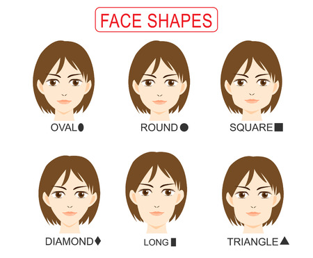 Girl with different facial shapesのイラスト素材