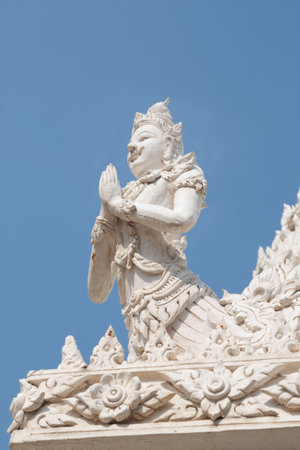 Beautiful white Thai Angel, Petchburi Thailandの写真素材