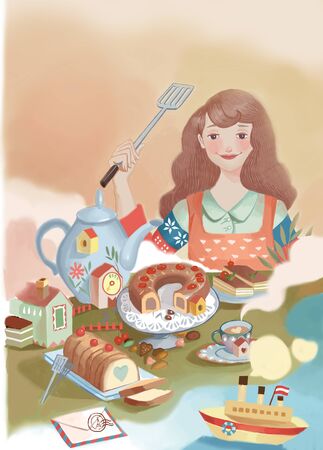 artistic conception illustration of magical Cookingの写真素材